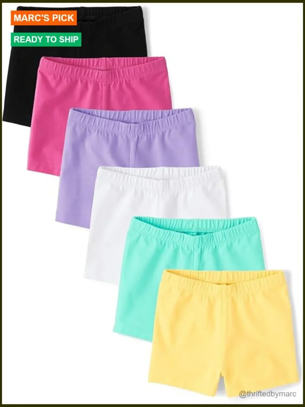 Kids Cotton Jersey Cartwheel Shorts 6-Pack Pull-On Mid Rise